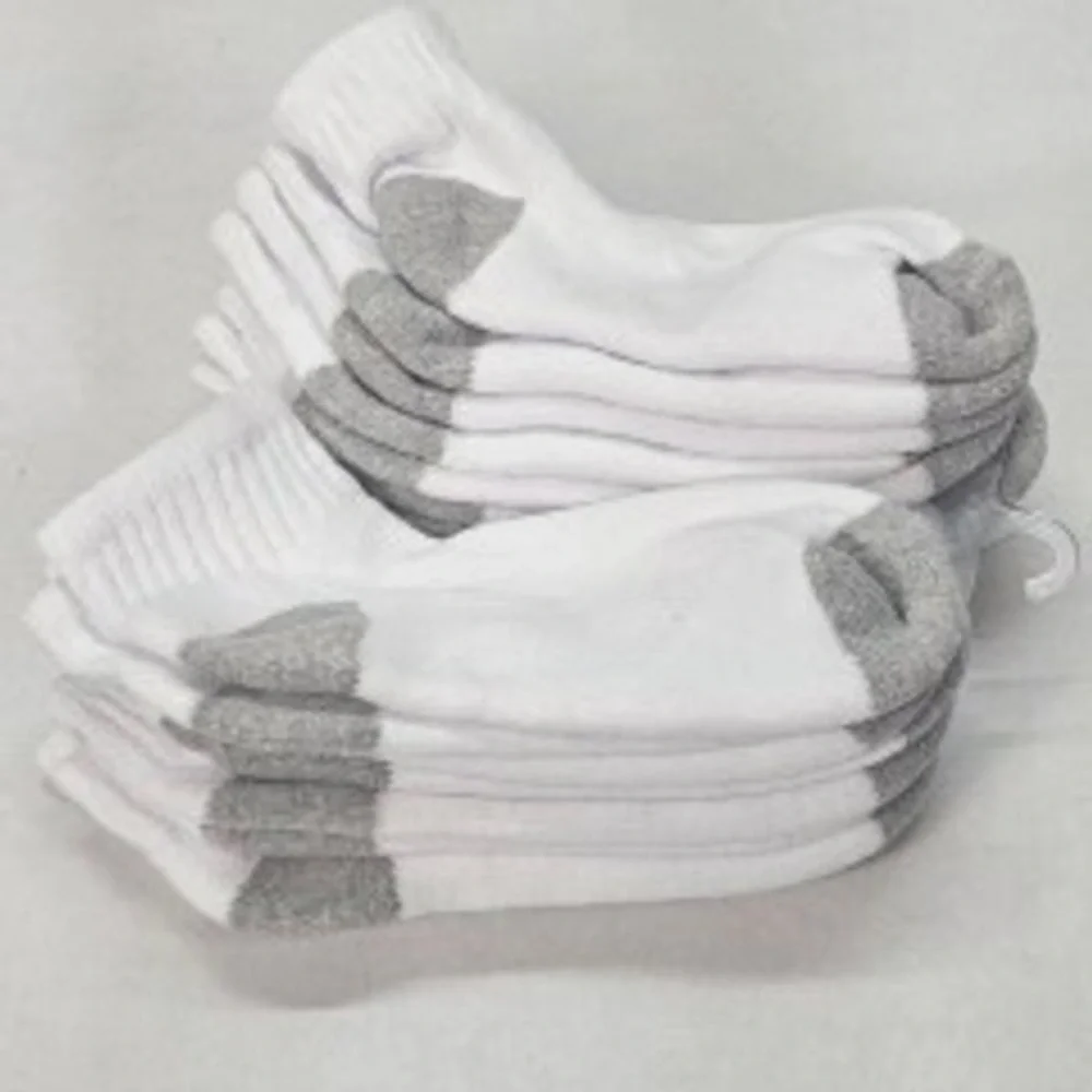 Kids White Athletic Socks with‎ Gray Toe and Heel 9 Pair Pack Size S 3-7